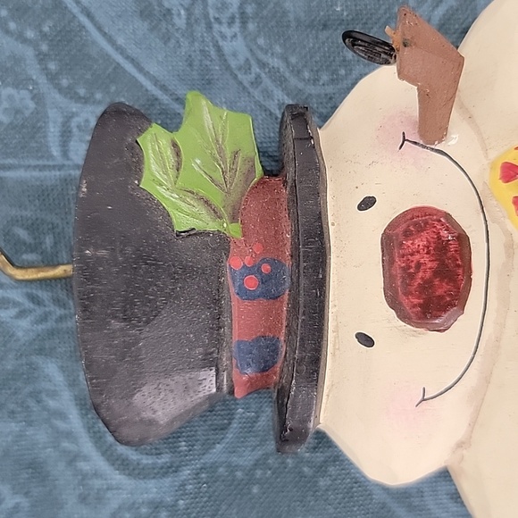 Midwest of Cannon Falls Folk Art Snowman Hanger Carved Wood-Look Ornament Lot - Picture 5 of 11